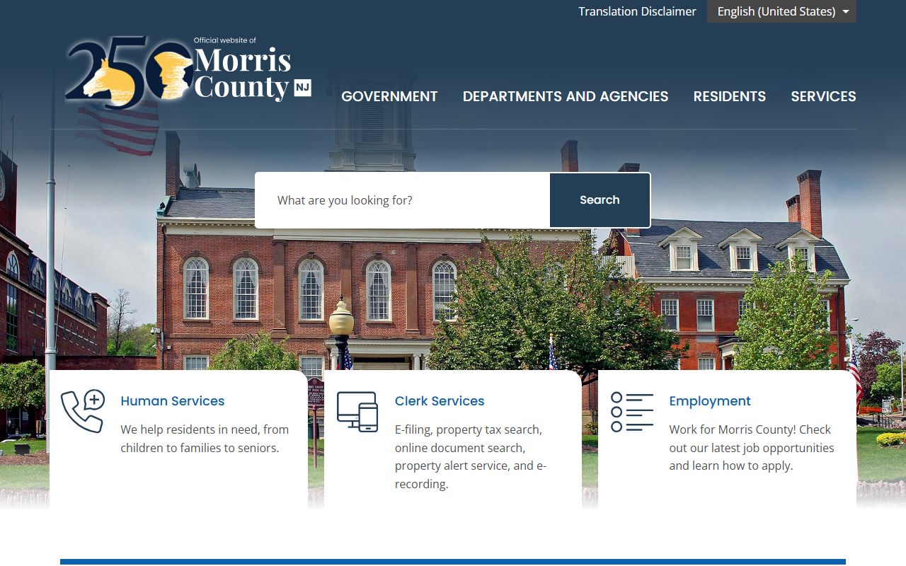 Morris County government building in Morristown