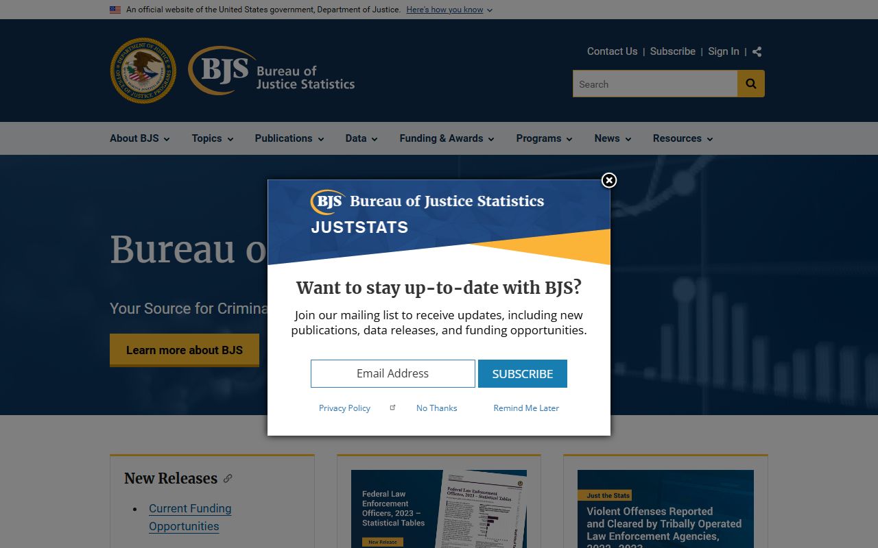 Bureau of Justice Statistics page providing context for Morris County jail population data