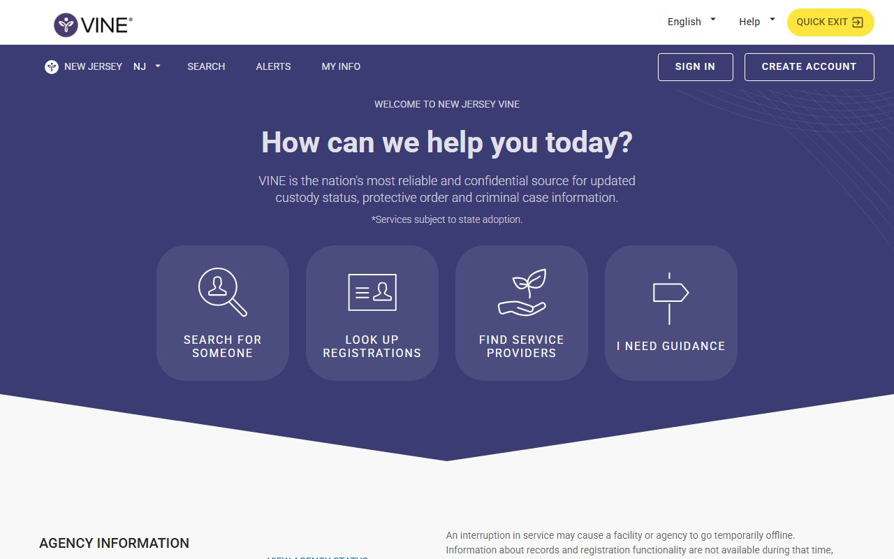 VINELink New Jersey custody search used for Morris County inmate records