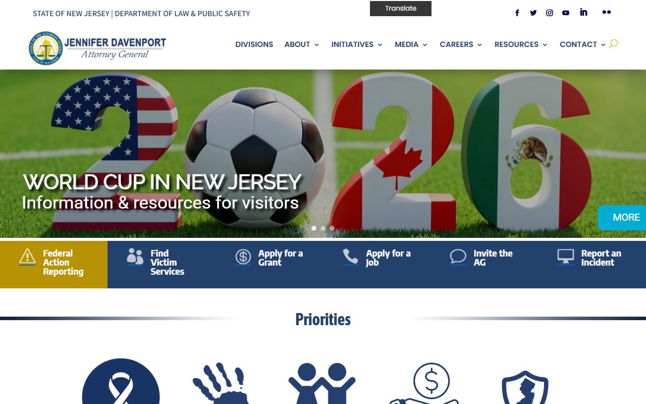 New Jersey Attorney General page related to Morris County criminal and arrest records