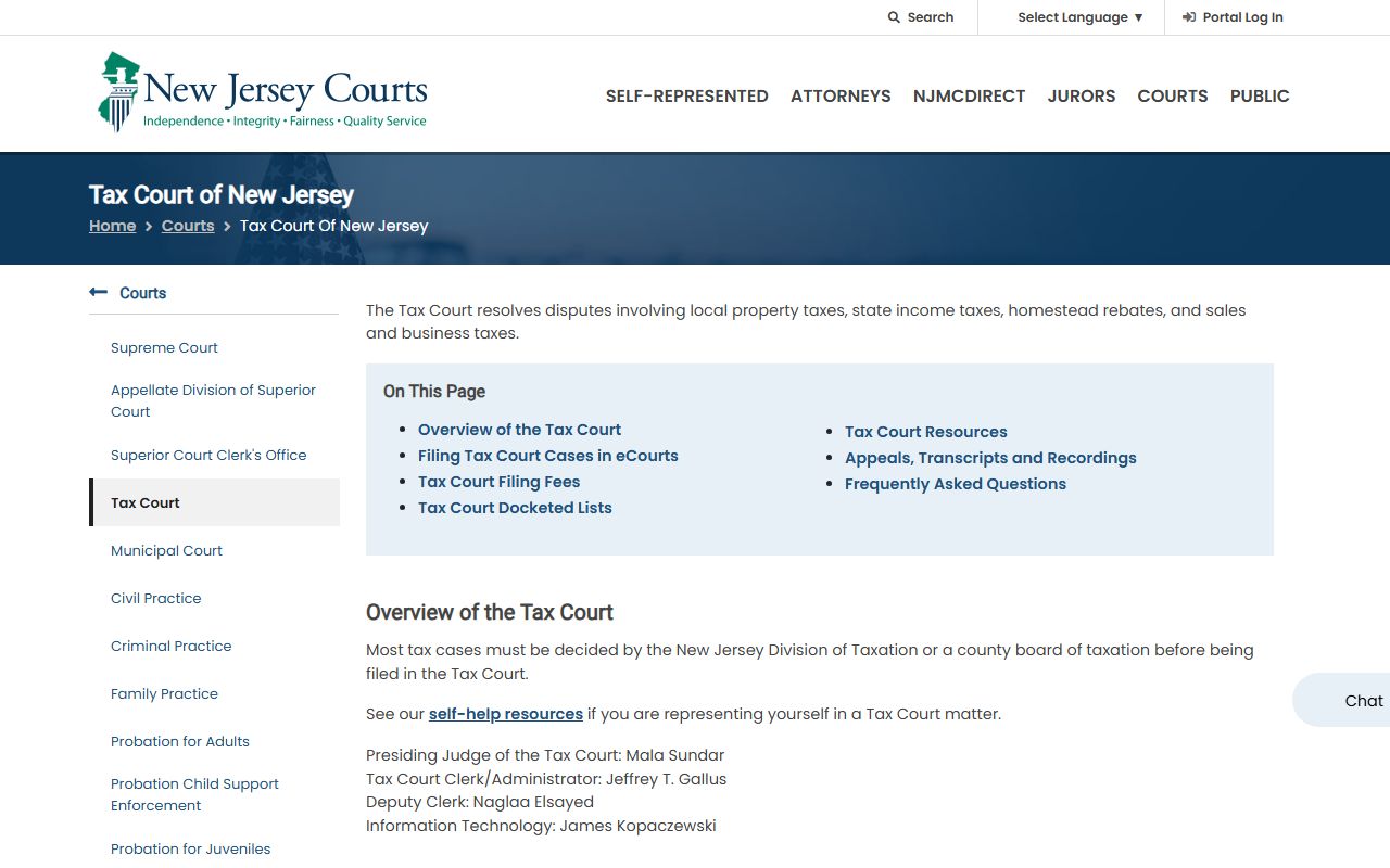 New Jersey Tax Court page for Morris County property-tax appeals